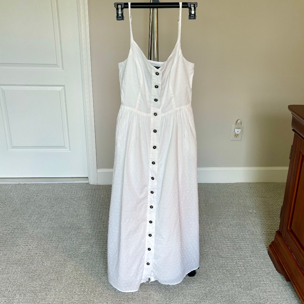 Modcloth white cotton midi-dress, Size 8